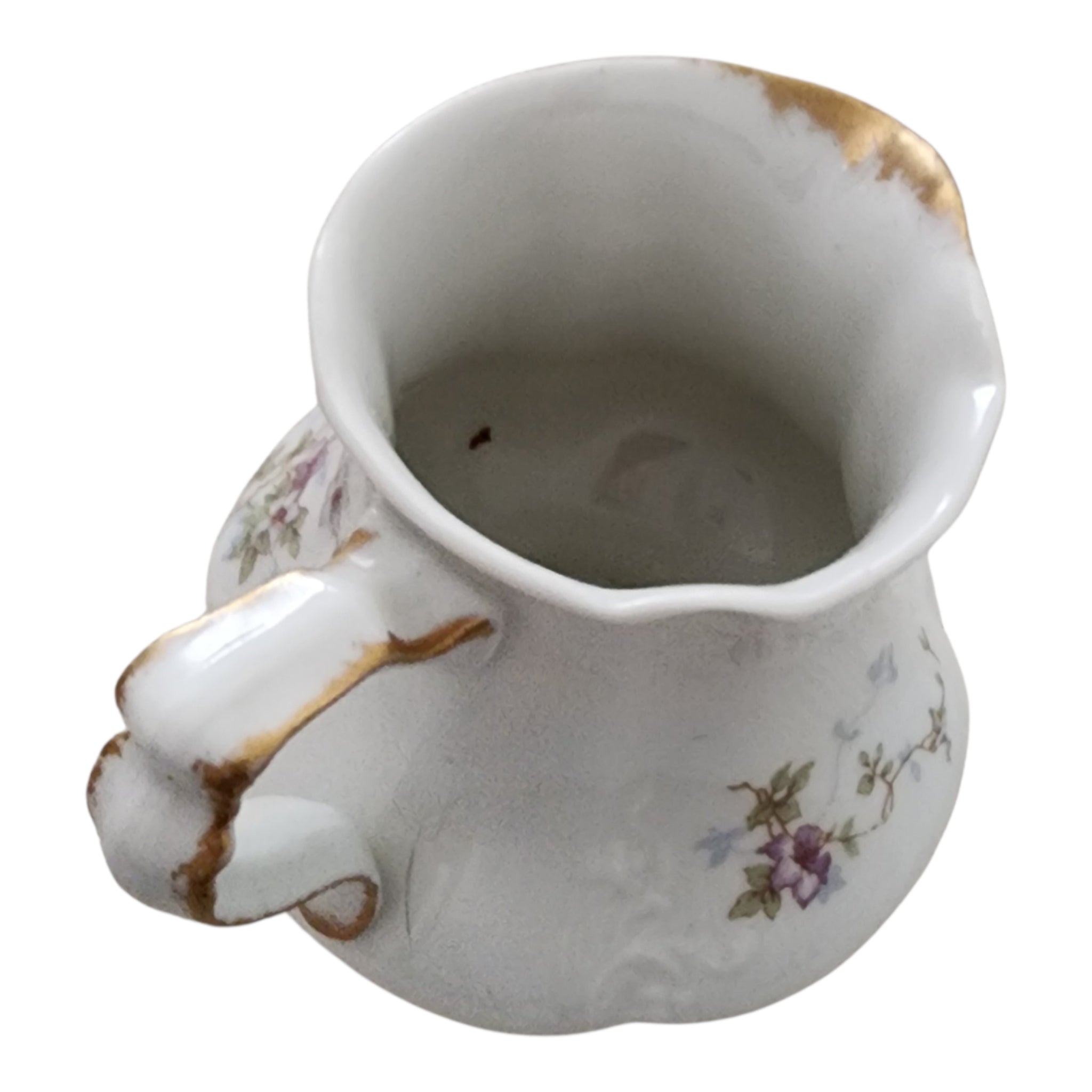 Antique Syracuse China Purple Floral Sprigs & Embossed Creamer