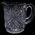 Antique U.S. Glass Diamond & Sunburst Zipper Clear EAPG Small Pitcher