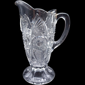 Antique US Glass Bullseye and Fan Clear Glass Footed Creamer