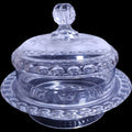 Antique US Glass Dakota Pattern Covered Butter Dish with Cut Fern & Berries