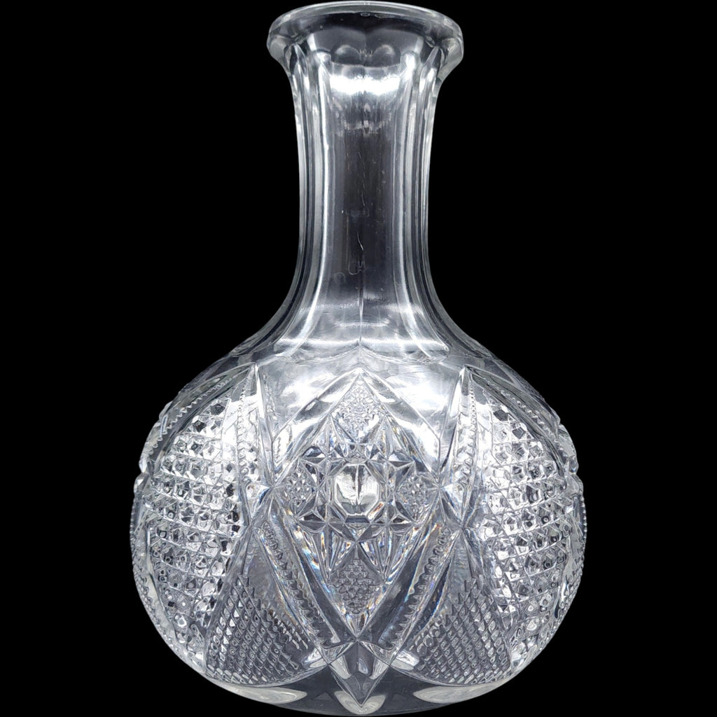 Antique US Glass Minnesota Pattern Pressed Glass Open Water Bottle Carafe