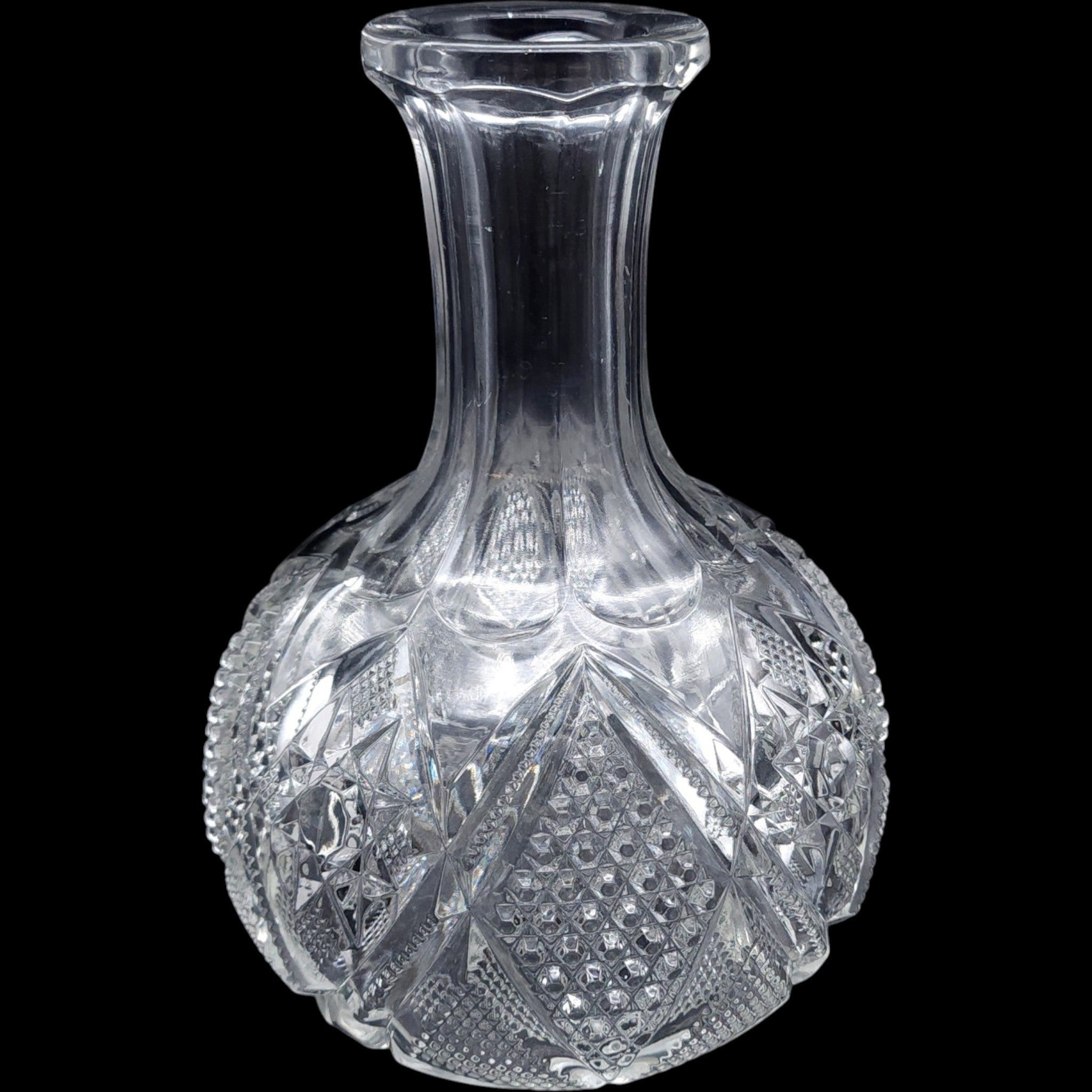 Antique US Glass Minnesota Pattern Pressed Glass Open Water Bottle Carafe