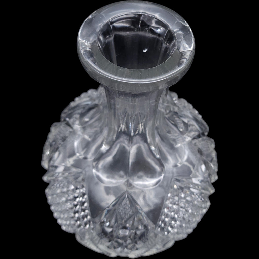 Antique US Glass Minnesota Pattern Pressed Glass Open Water Bottle Carafe