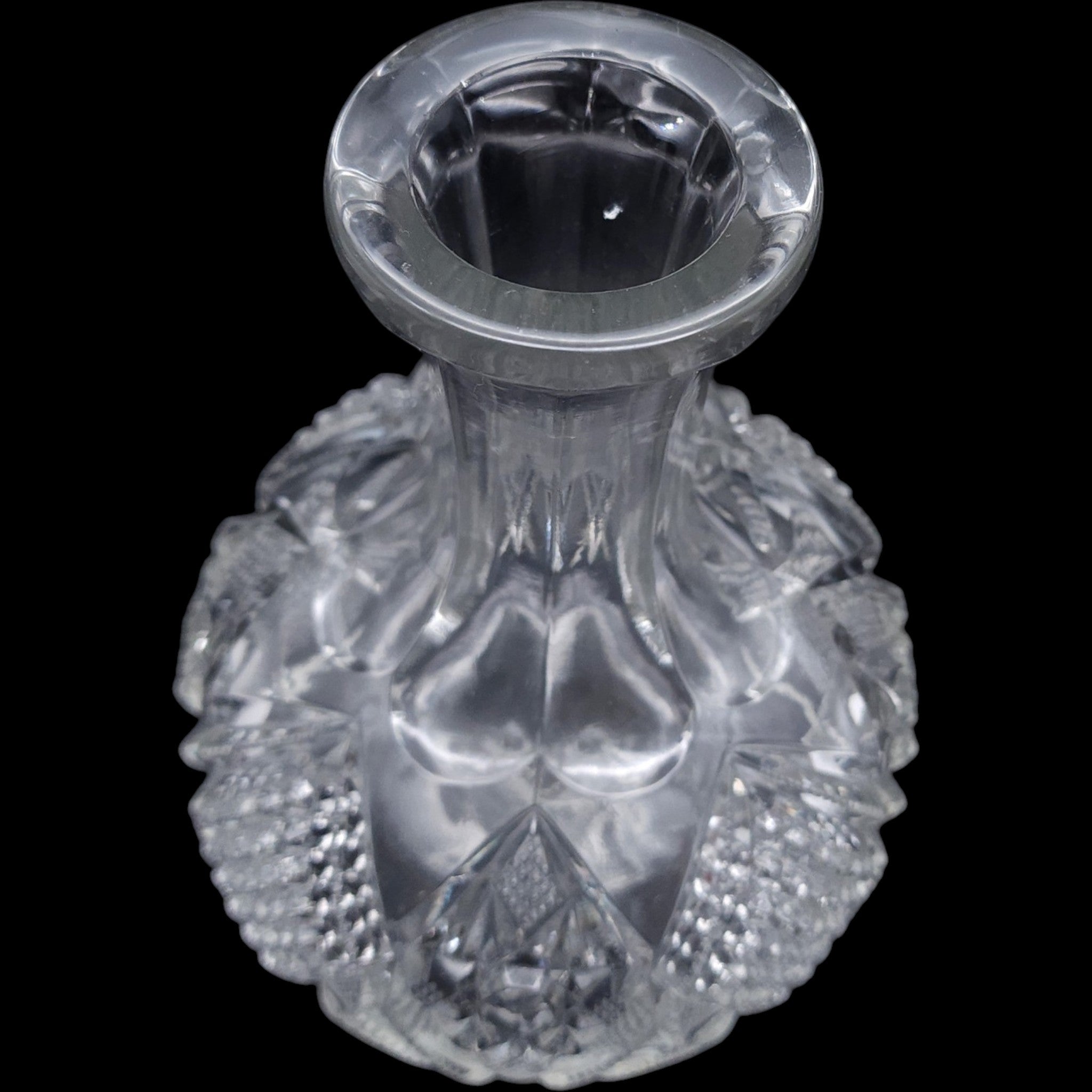 Antique US Glass Minnesota Pattern Pressed Glass Open Water Bottle Carafe
