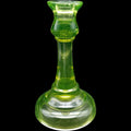 Antique US Glass Vaseline Yellow Uranium Glass Taper Candlestick Holder