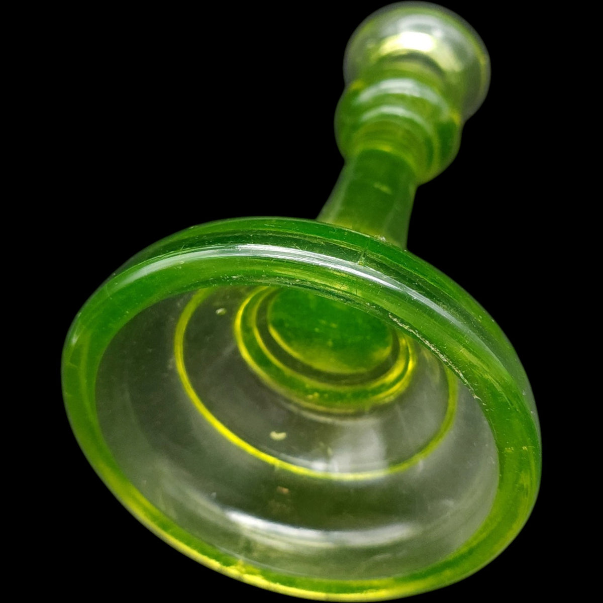 Antique US Glass Vaseline Yellow Uranium Glass Taper Candlestick Holder