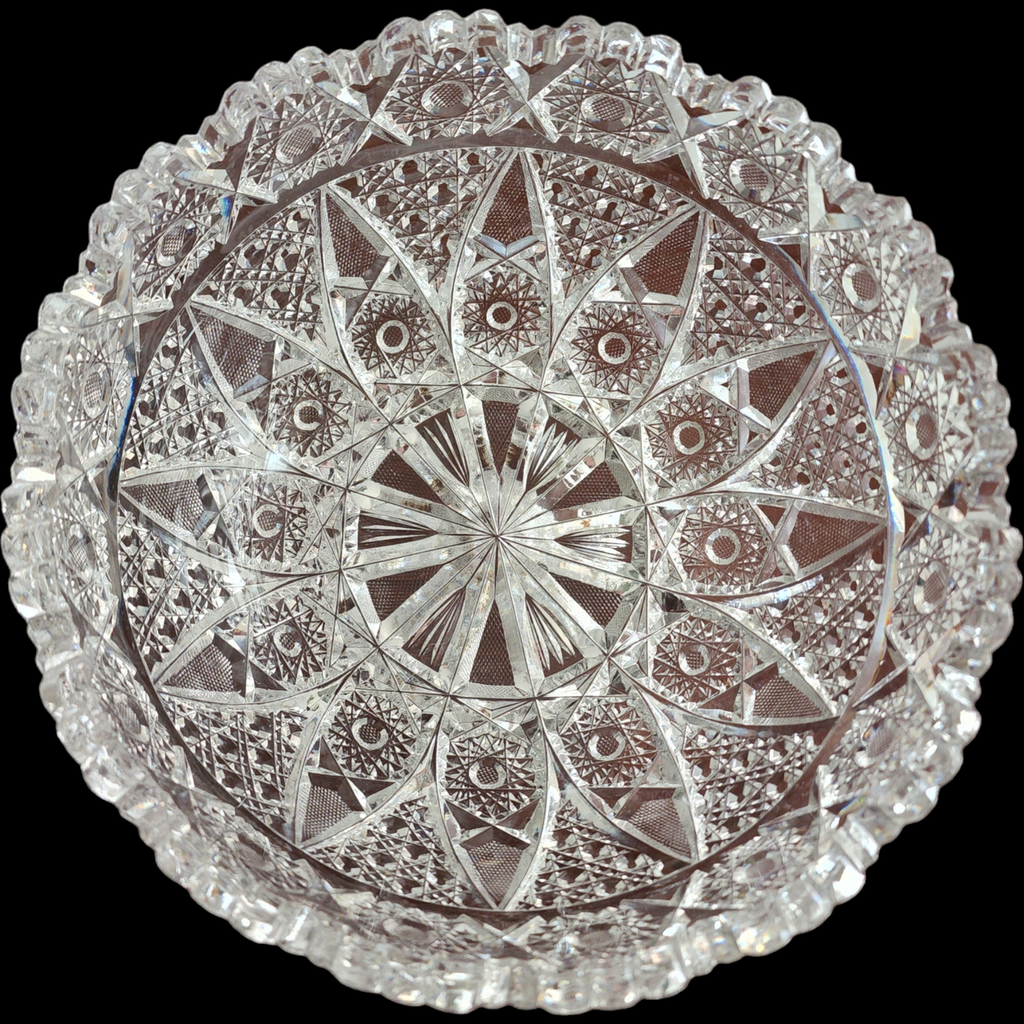 Antique ABP American Brilliant Cut Clear Crystal Round Dish Bowl