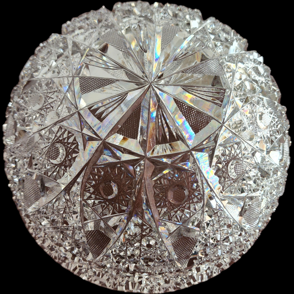Antique ABP American Brilliant Cut Clear Crystal Round Dish Bowl
