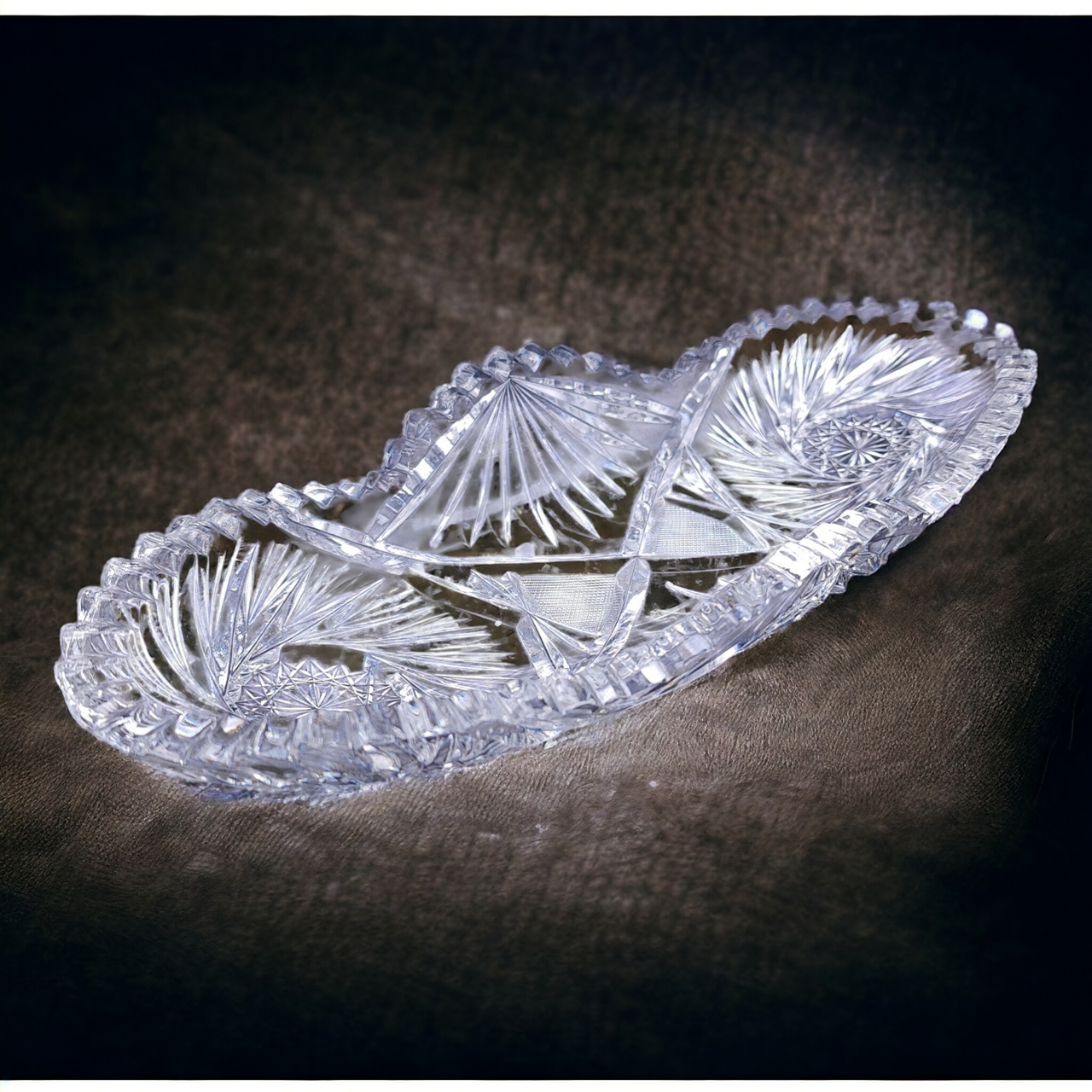 Antique ABP American Brilliant Cut Glass Celery or Relish Tray