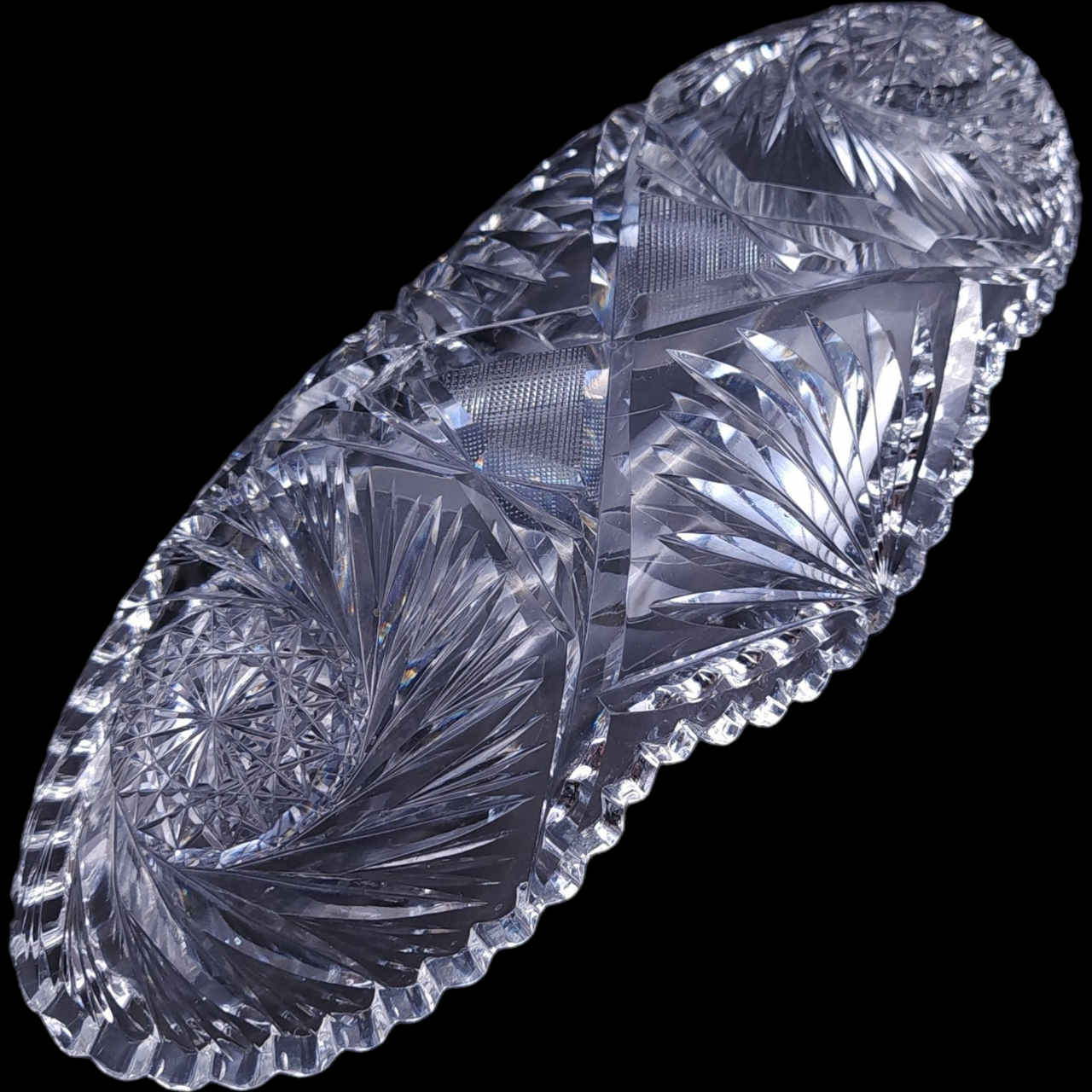 Antique ABP American Brilliant Cut Glass Celery or Relish Tray