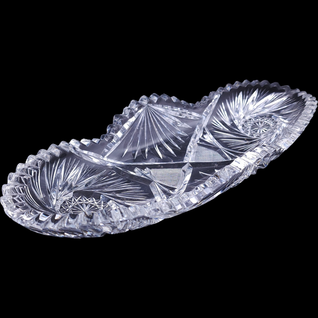 Antique ABP American Brilliant Cut Glass Celery or Relish Tray
