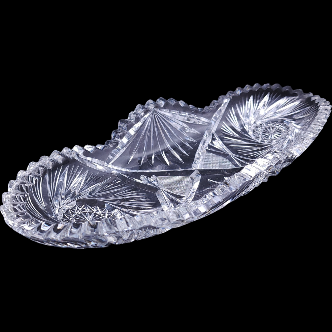Antique ABP American Brilliant Cut Glass Celery or Relish Tray