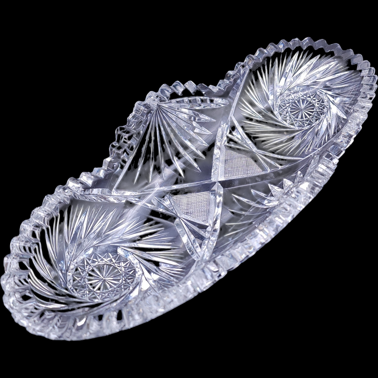 Antique ABP American Brilliant Cut Glass Celery or Relish Tray
