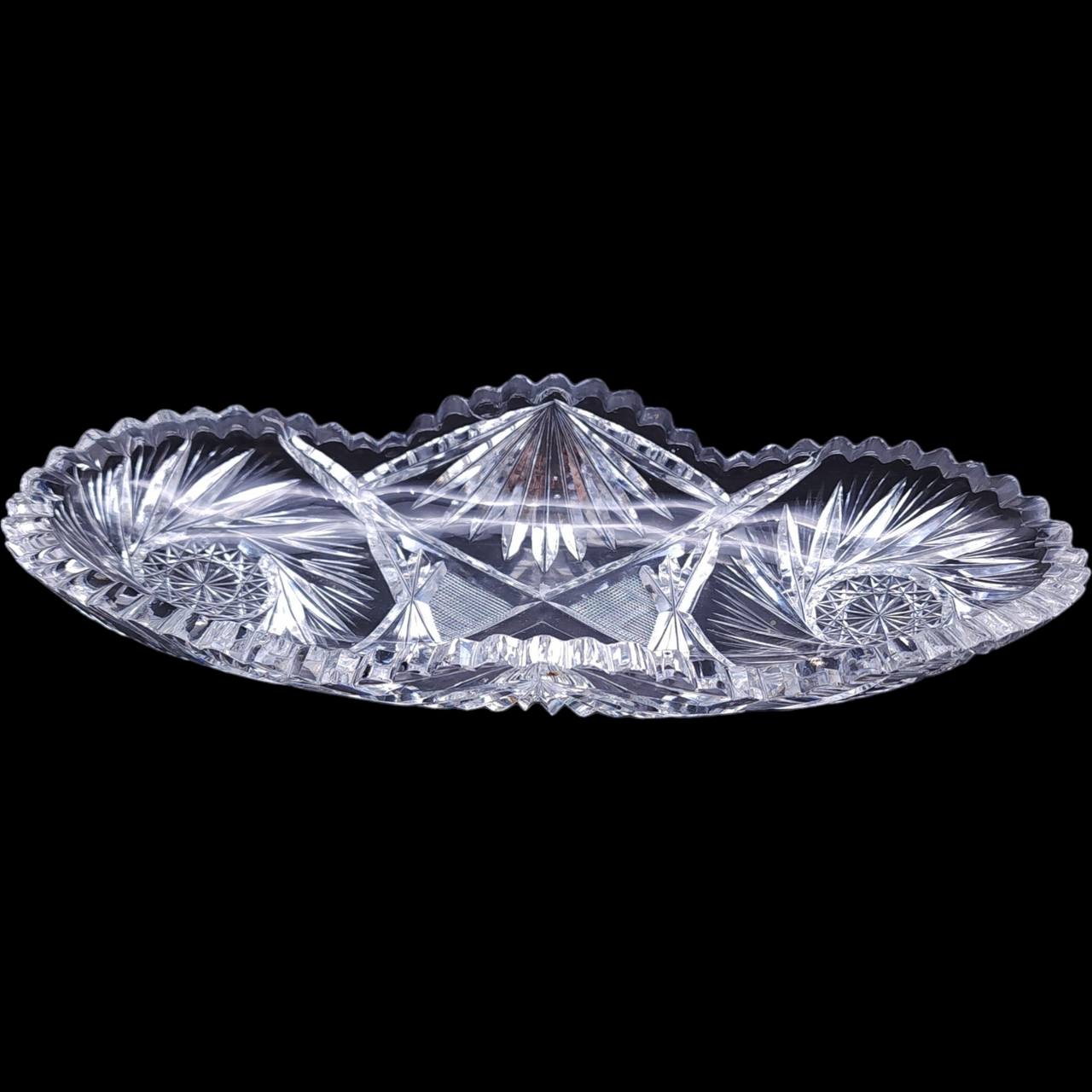 Antique ABP American Brilliant Cut Glass Celery or Relish Tray