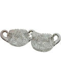 Antique American Brilliant Cut Glass Creamer & Sugar Bowl Set  ABP Heavy Crystal, Starburst & Hobstar Pattern c.1900s