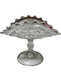 Antique EAPG Footed Compote Dish Fine Cut & Fan Pattern Banana Split Glass Circa 1880s