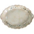 Antique Buffalo Pottery Oval Platter Scalloped Rim with Blue Floral Sprays, Early 1900s