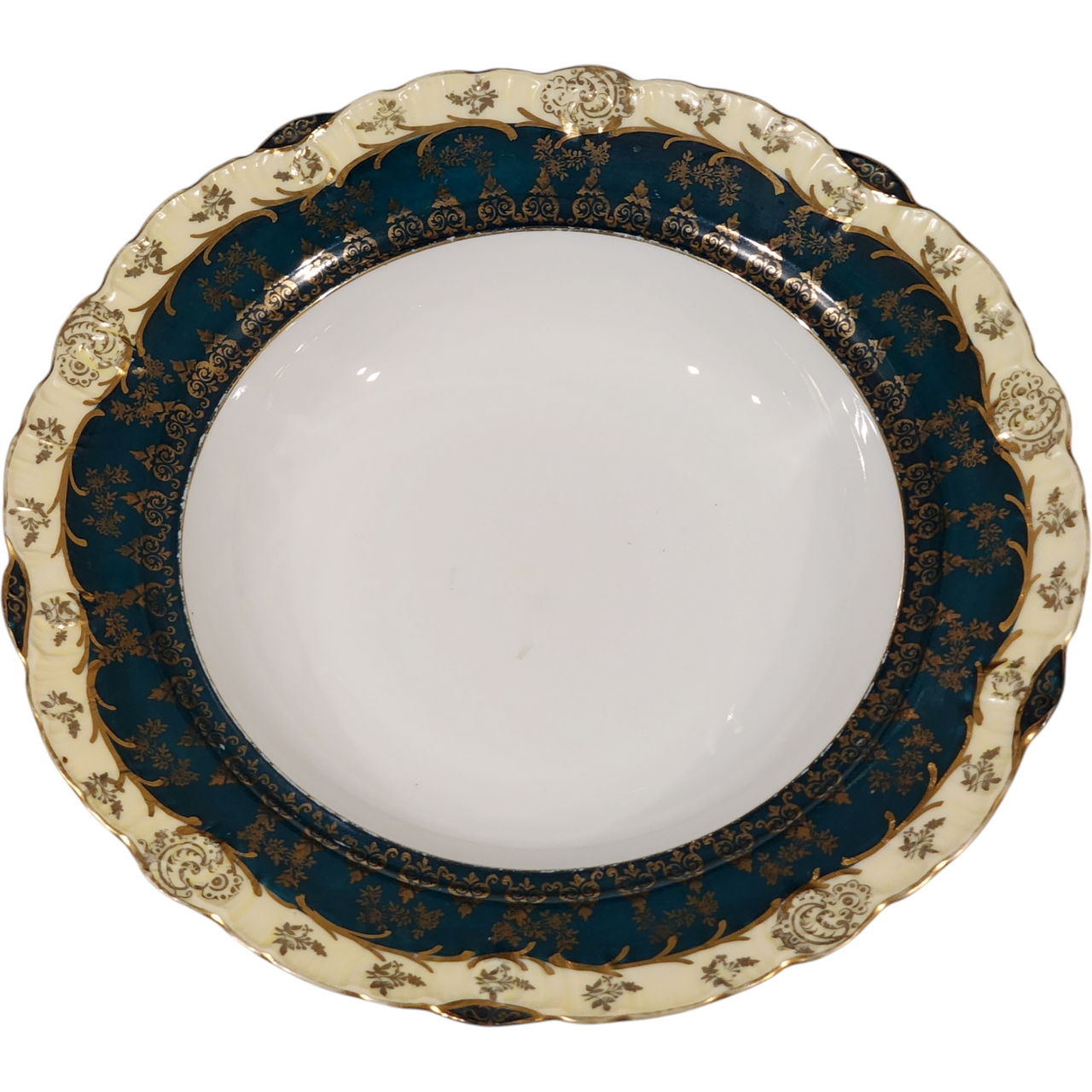 Antique Carlsbad Austria Porcelain Covered Cheese Dish Hand Painted Classical Scene Green & Gold, c.1890s