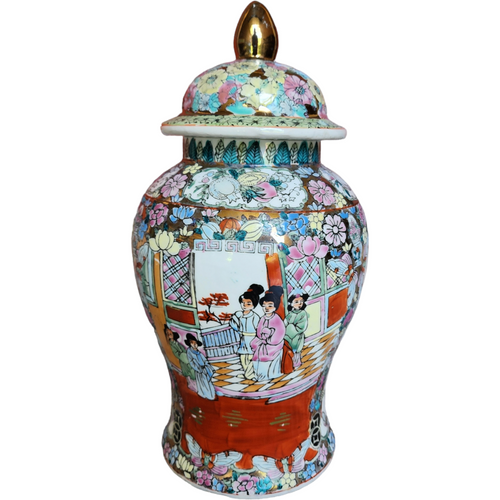 Antique Chinese Large Decorative Porcelain Jar with Lid