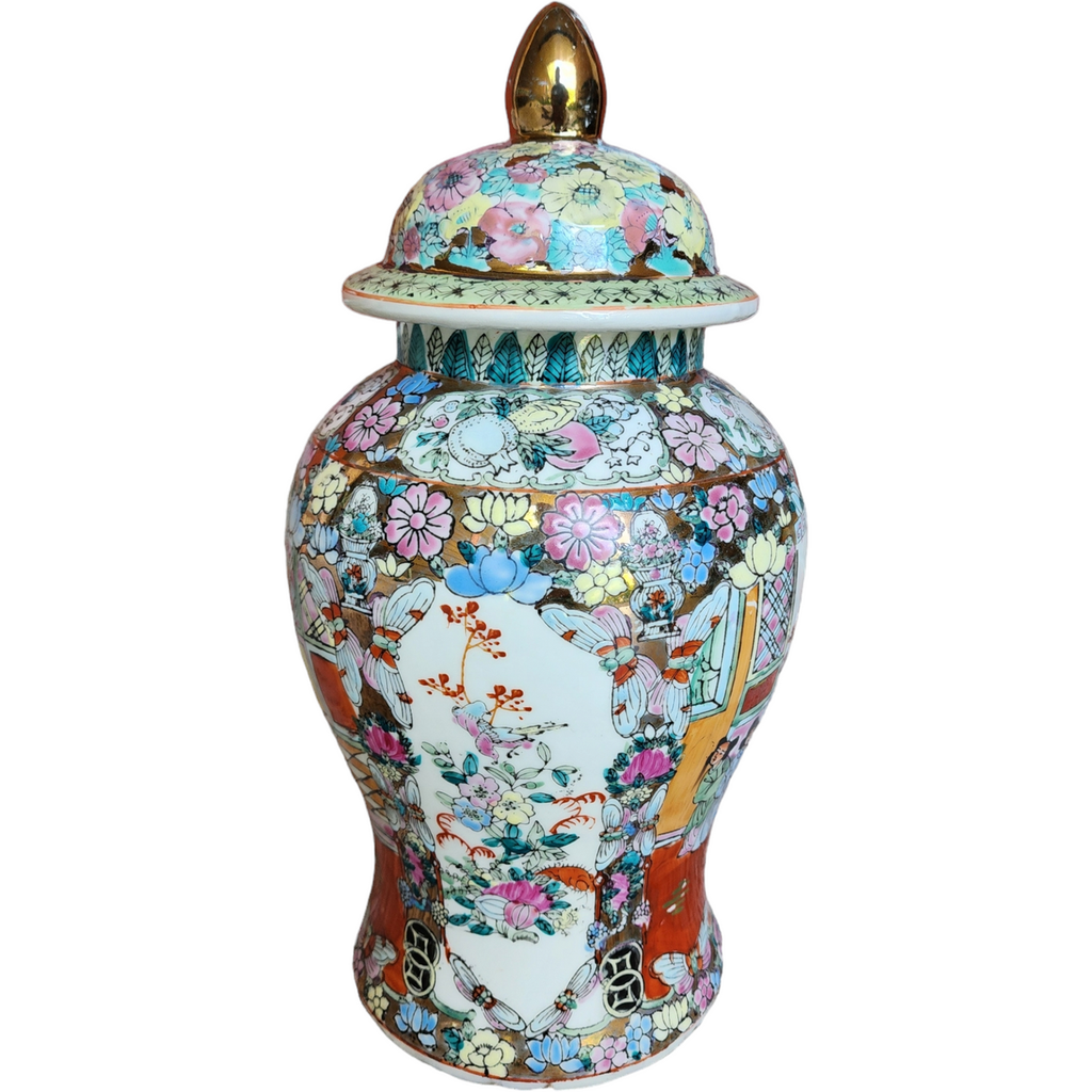 Antique Chinese Large Decorative Porcelain Jar with Lid
