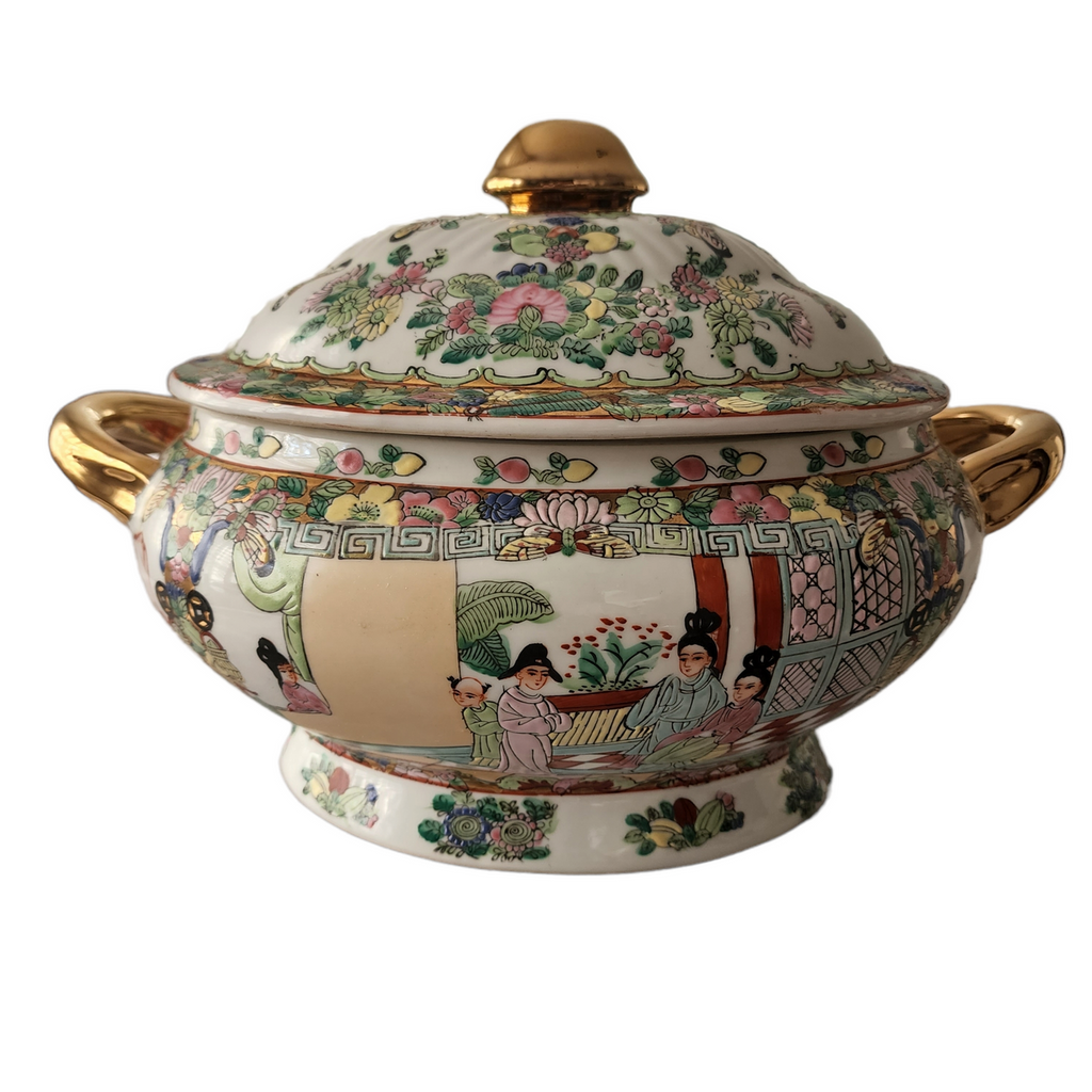 Antique Chinese Rose Medallion Tureen