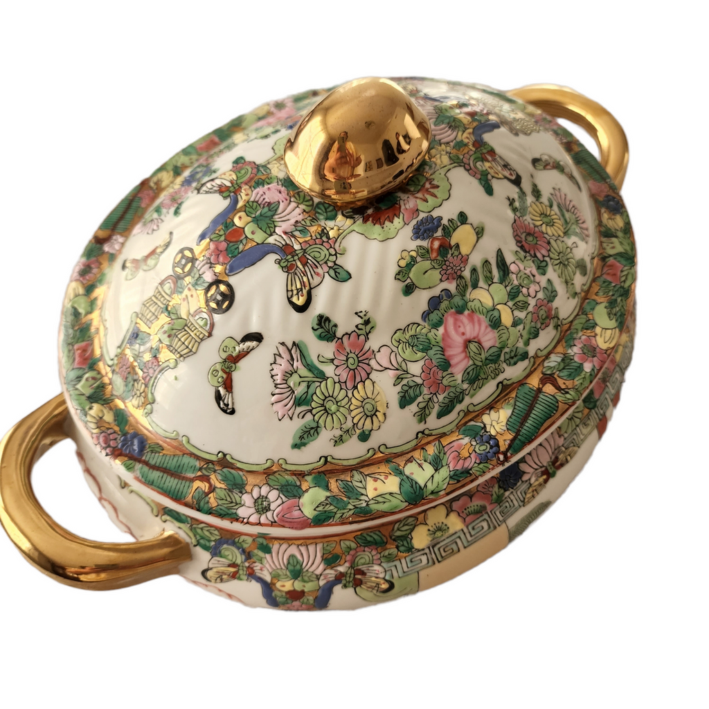 Antique Chinese Rose Medallion Tureen