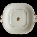 Antique Davenport Longport Staffordshire Handled Square Serving Dish Victorian Porcelain with Gold Medallion & Scroll Gilt c.1860s