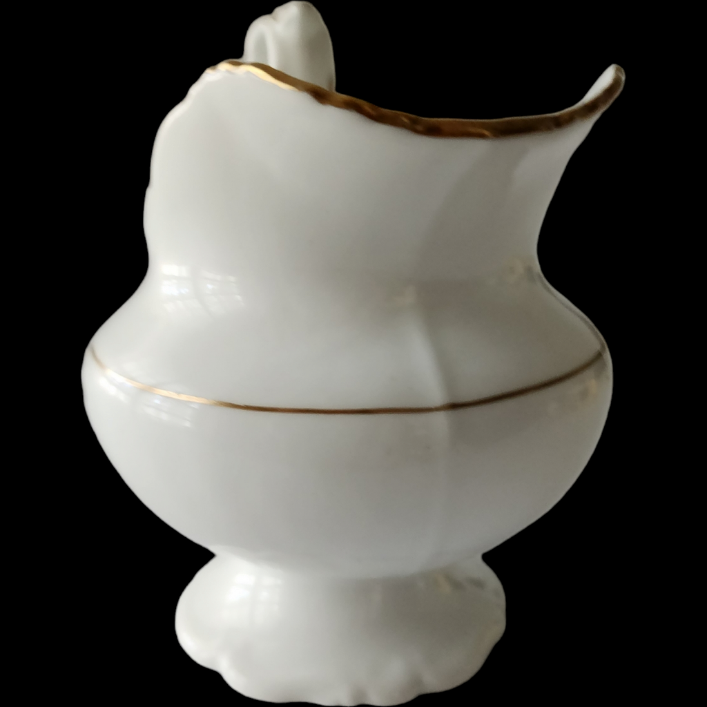 Antique Davenport Longport Staffordshire Creamer Victorian Porcelain Gold Medallion & Scroll Gilt c.1860s