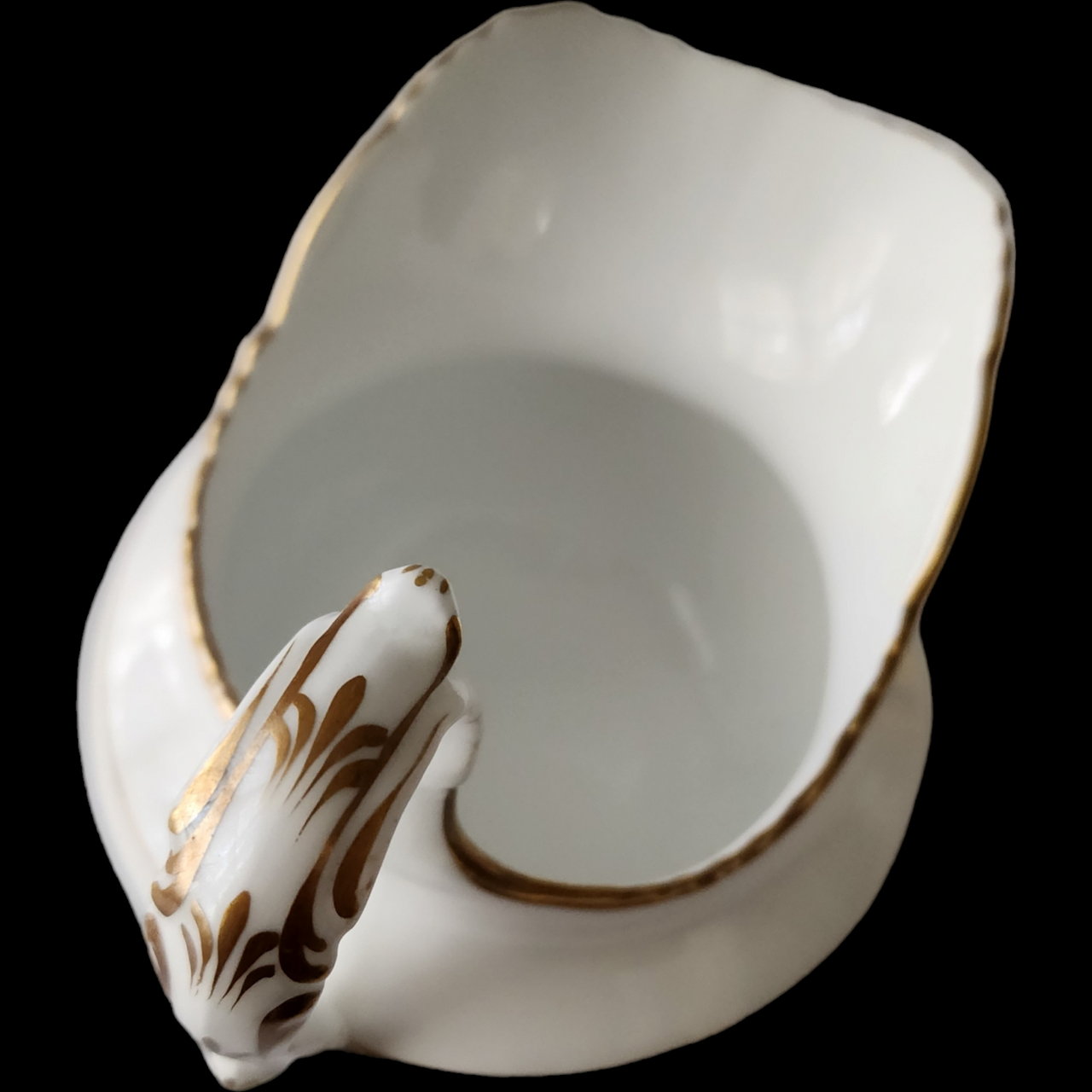 Antique Davenport Longport Staffordshire Creamer Victorian Porcelain Gold Medallion & Scroll Gilt c.1860s