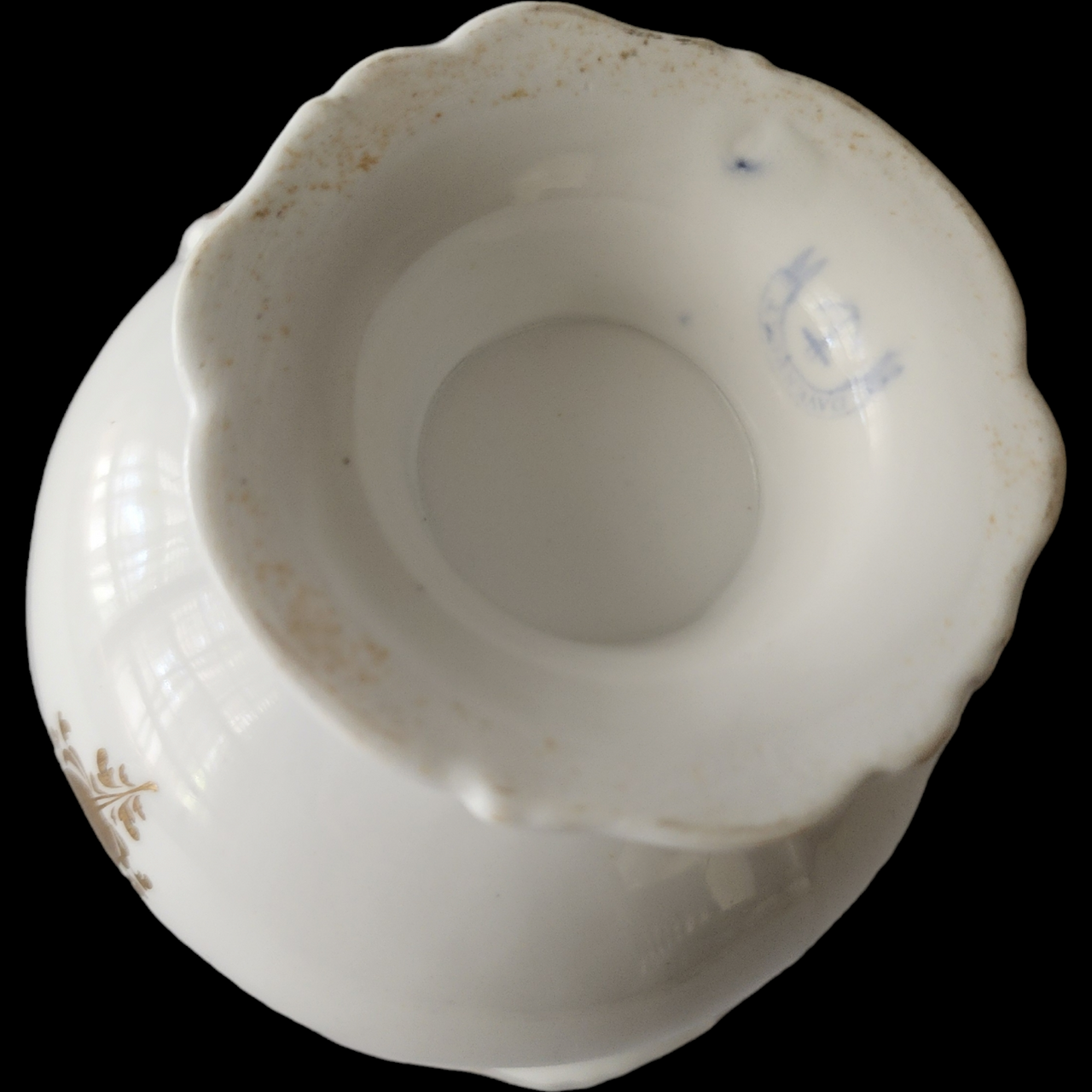 Antique Davenport Longport Staffordshire Creamer Victorian Porcelain Gold Medallion & Scroll Gilt c.1860s