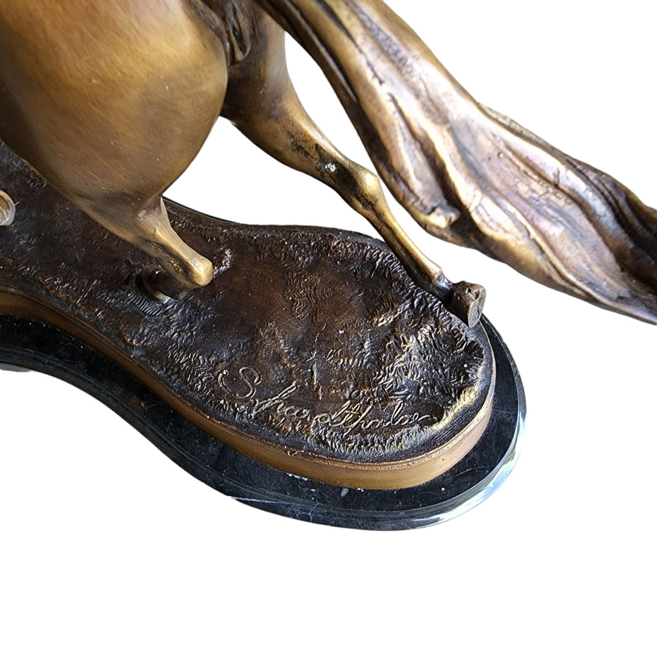 Antique Delaware Park Bronze Sculpture Horse with Jockey on Marble Base