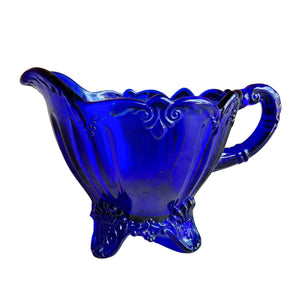 Antique Dugan Glass Cobalt Blue Creamer Diamond Mark