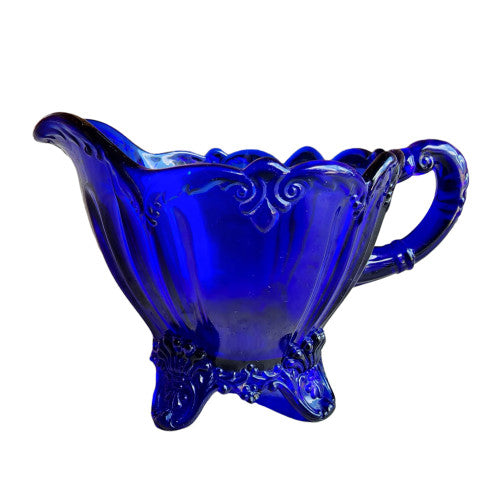 Antique Dugan Glass Cobalt Blue Creamer Diamond Mark