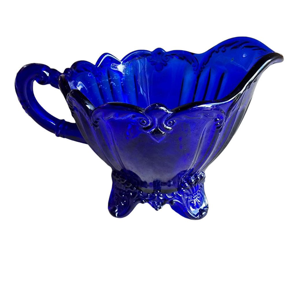 Antique Dugan Glass Cobalt Blue Creamer Diamond Mark