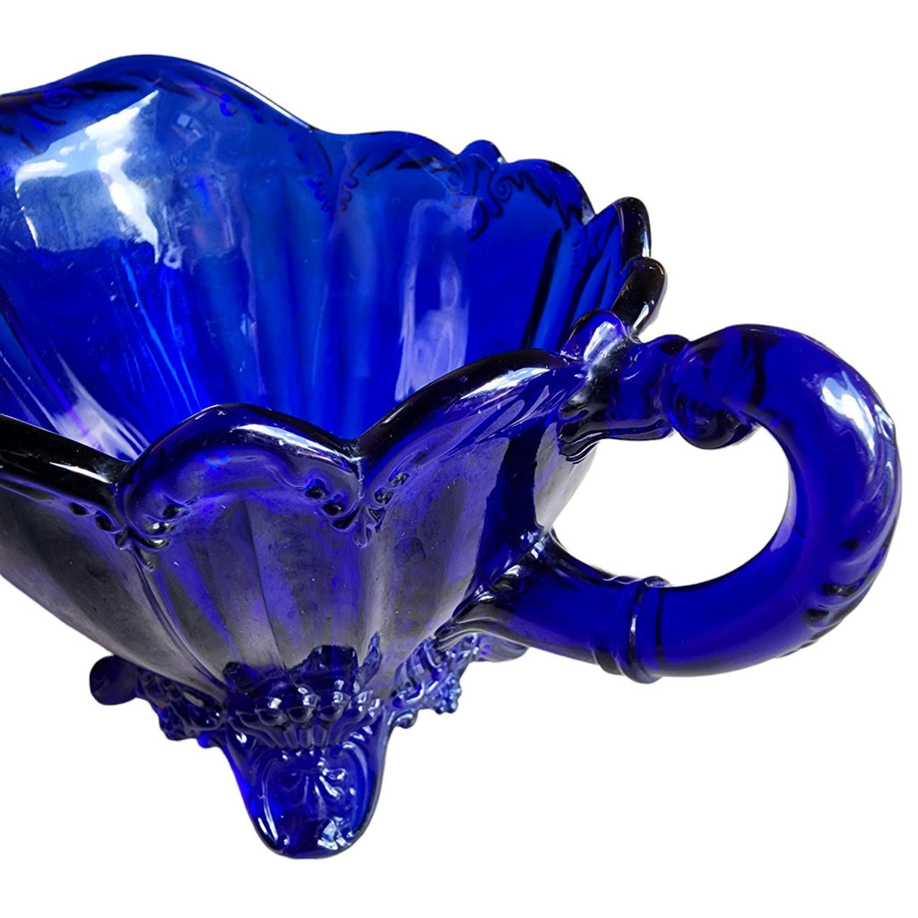 Antique Dugan Glass Cobalt Blue Creamer Diamond Mark