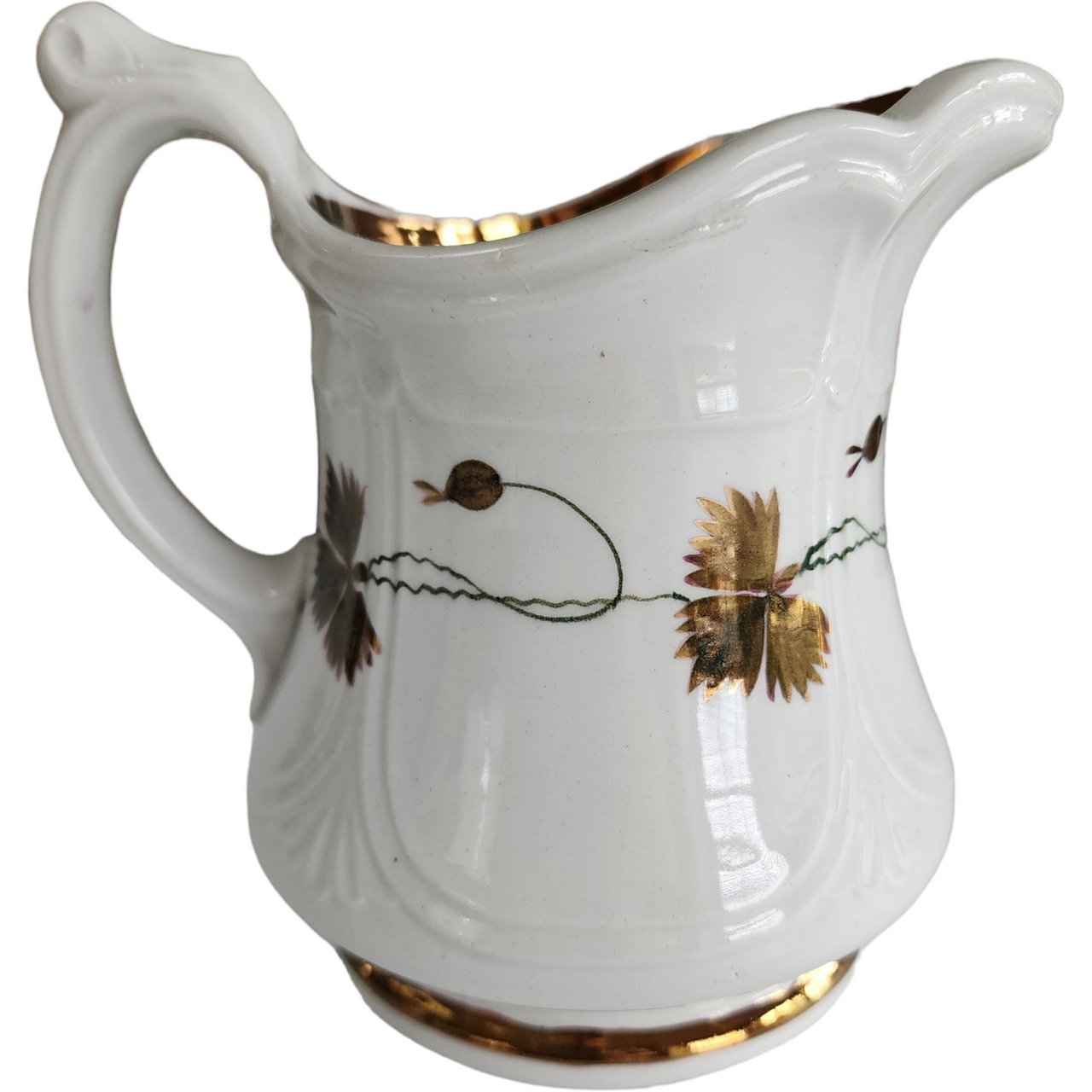 Antique Edward Walley White Ironstone & Copper Lustre Niagara Pitcher Jug