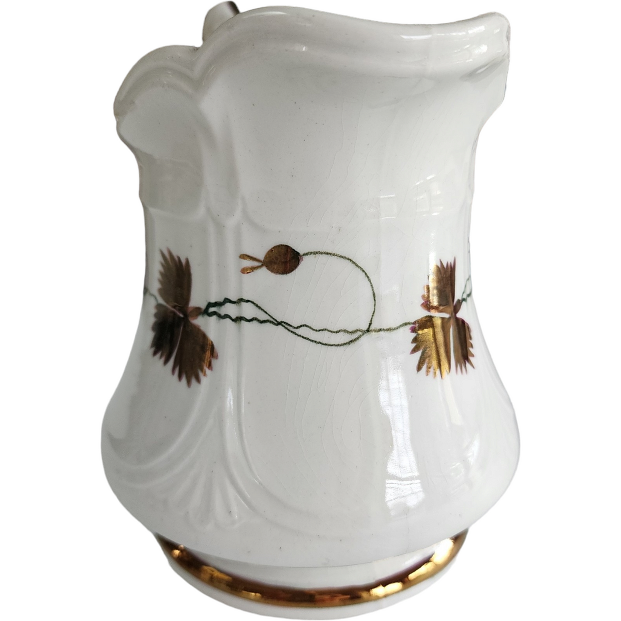 Antique Edward Walley White Ironstone & Copper Lustre Niagara Pitcher Jug