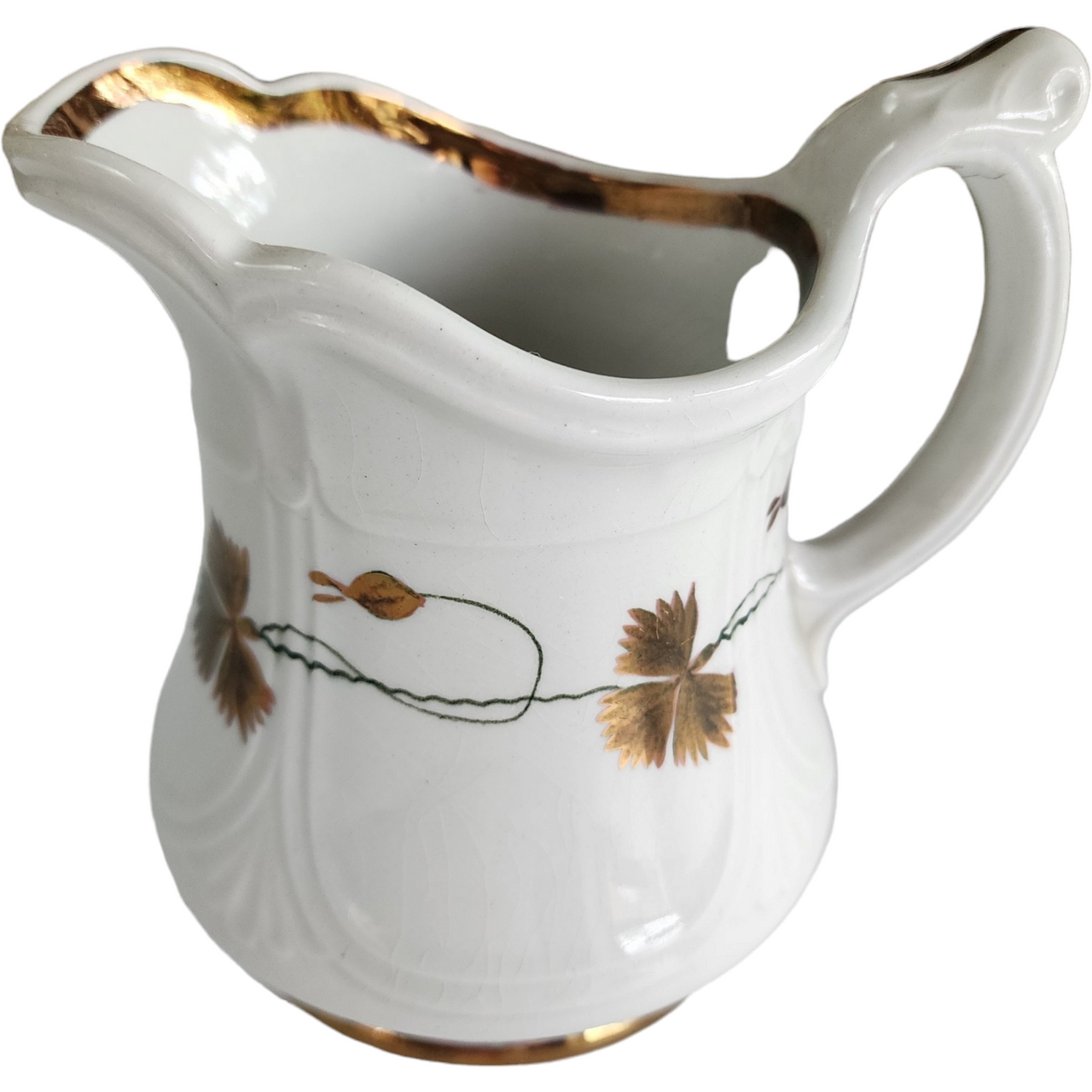 Antique Edward Walley White Ironstone & Copper Lustre Niagara Pitcher Jug