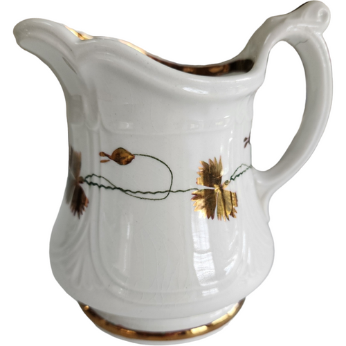 Antique Edward Walley White Ironstone & Copper Lustre Niagara Pitcher Jug