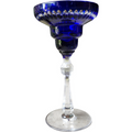Antique European Glassware Cobalt Blue Crystal Goblet with Faceted Stem