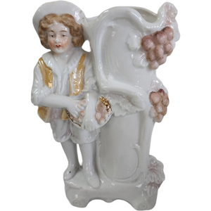 Antique German Porcelain Gardener Figurine Spill Vase