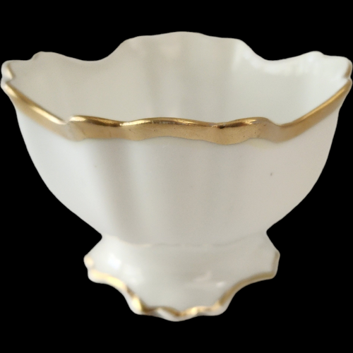 Vintage  Cartwright & Edwards German Porcelain Sugar Bowl White & Gold Scalloped Pedestal Dish Antique European Porcelain