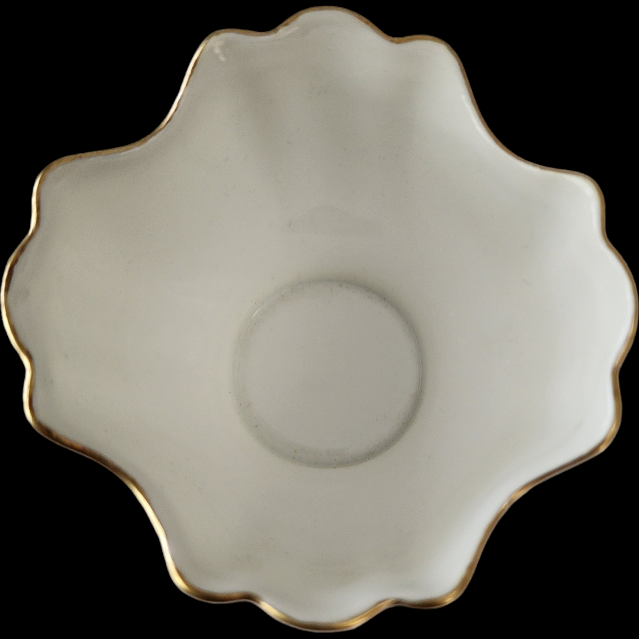 Vintage  Cartwright & Edwards German Porcelain Sugar Bowl White & Gold Scalloped Pedestal Dish Antique European Porcelain