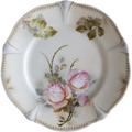 Antique Porcelain Hand Painted Rose Flower Scalloped Plate Germany