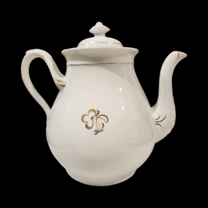 Antique Gold Gilded Ironstone Earthenware Unmarked Floral Tea Pot 48+ Oz