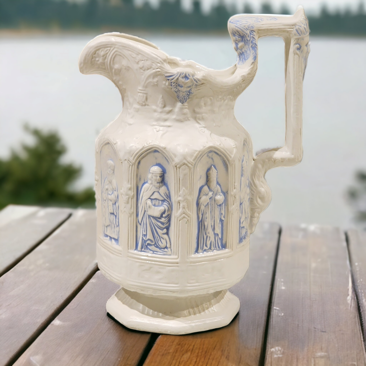Antique Staffordshire Gothic Apostle Jug / Pitcher