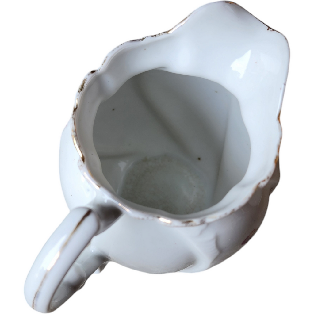 Antique European Hand-Painted Floral Ceramic Creamer