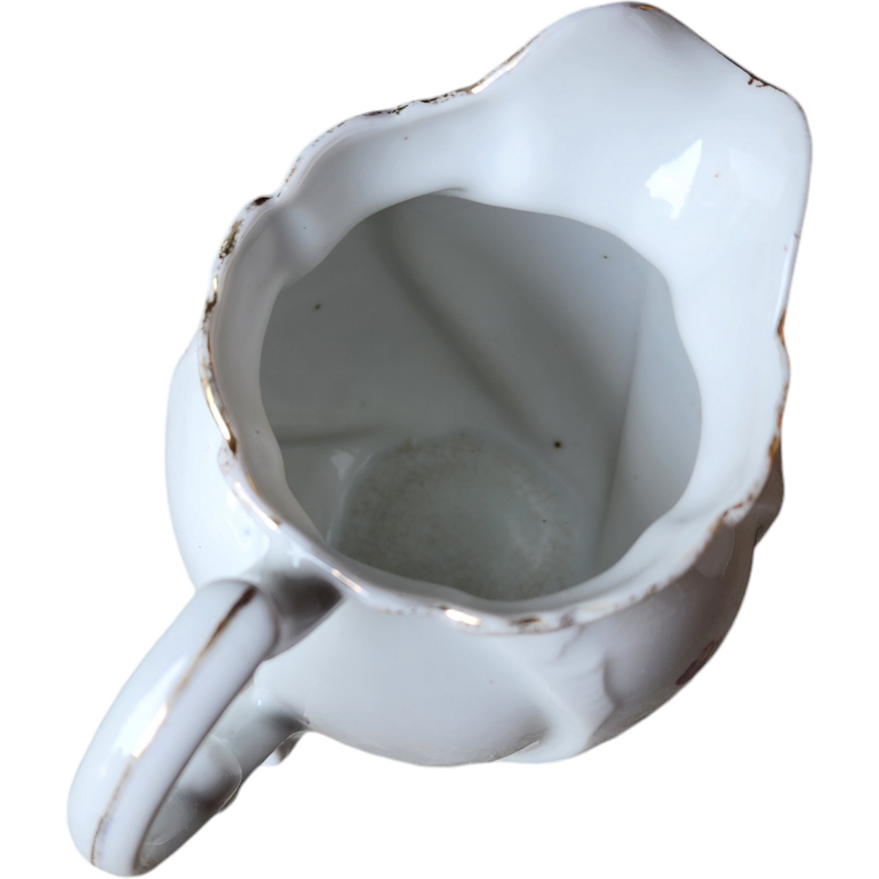 Antique European Hand-Painted Floral Ceramic Creamer
