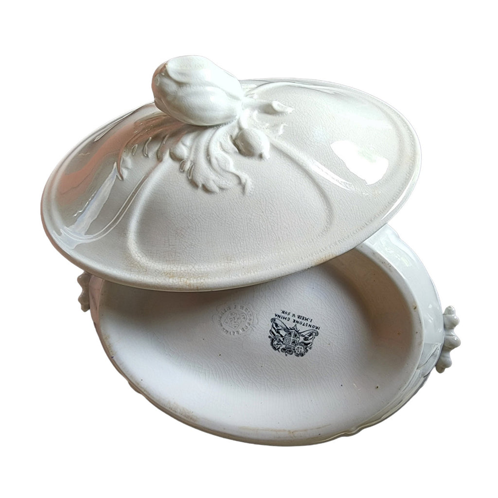 Antique I. Meir & Son Ironstone China Tulip Oval Covered Vegetable Tureen