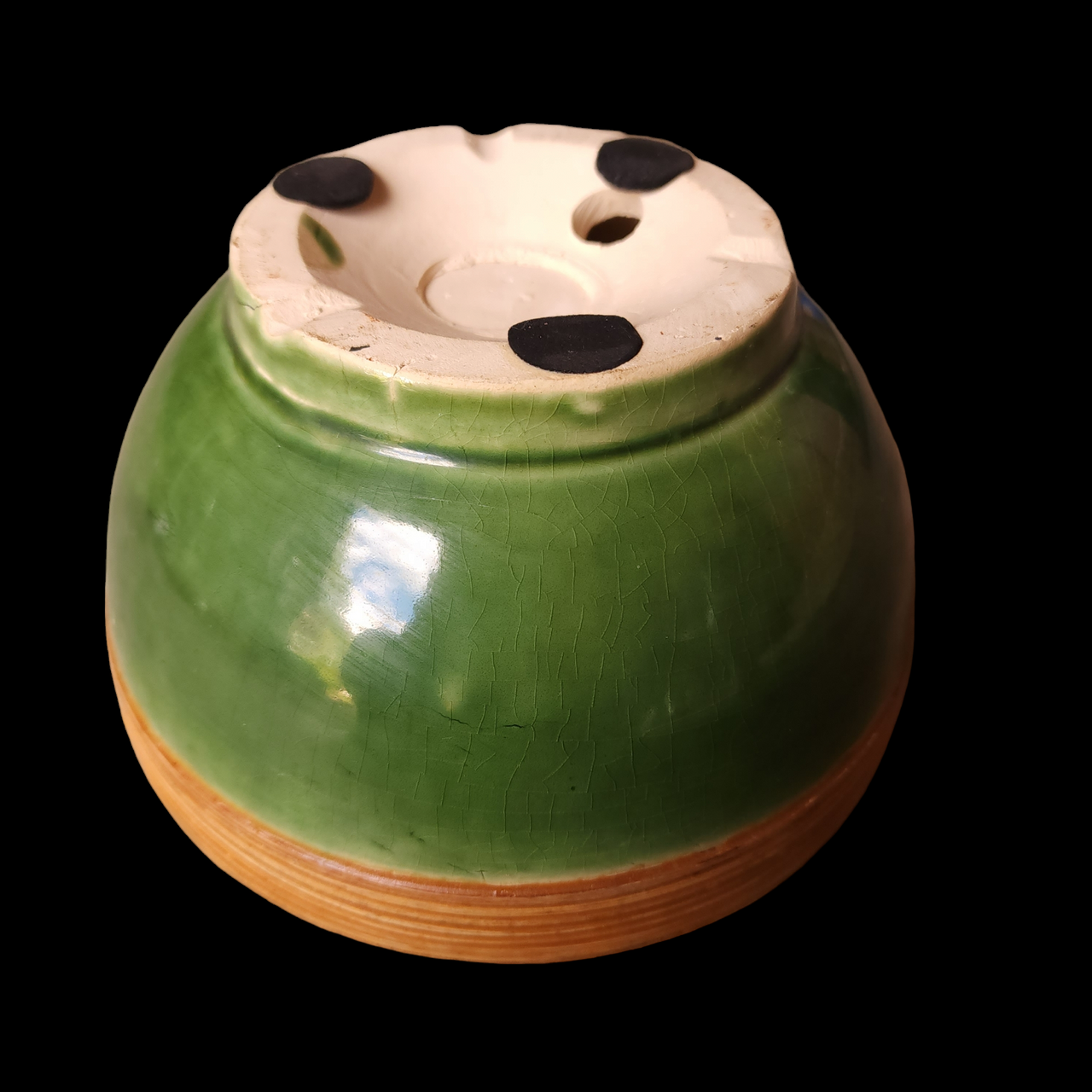 Antique Ironstone Bowl Green Glaze China